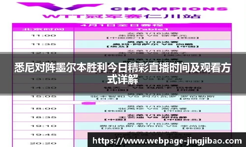 悉尼对阵墨尔本胜利今日精彩直播时间及观看方式详解
