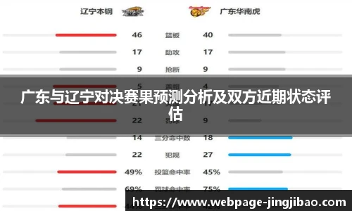 广东与辽宁对决赛果预测分析及双方近期状态评估